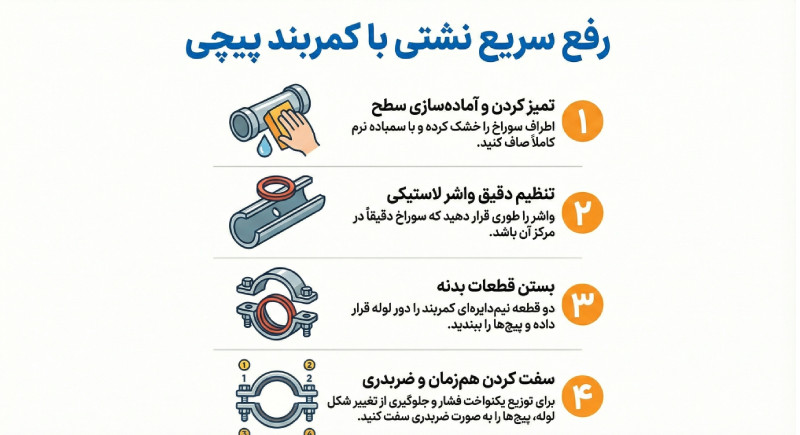 رفع نشتی لوله با کمربند پیچی