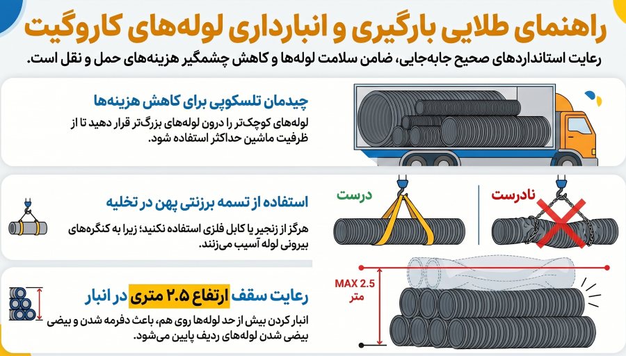 نکات مهم در بارگیری و انبار لوله ها بعد از خرید
