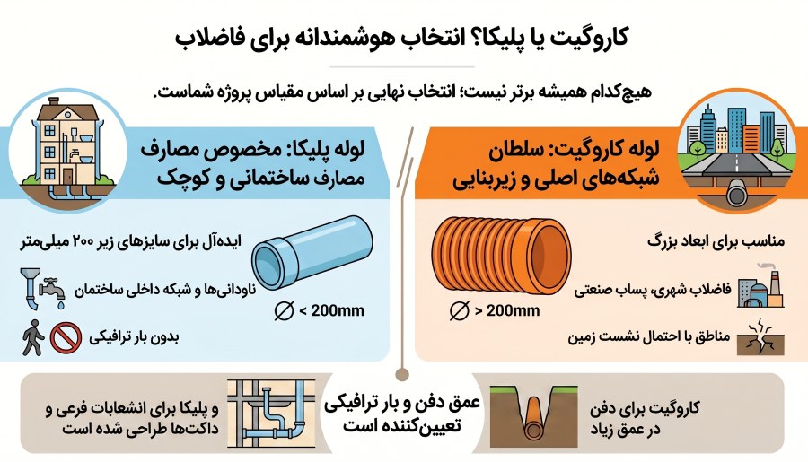 برای فاضلاب لوله کاروگیت بهتر است یا پلیکا