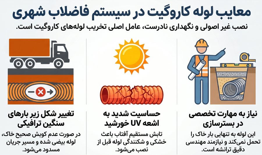 معایب لوله کاروگیت در سیستم فاضلاب شهری
