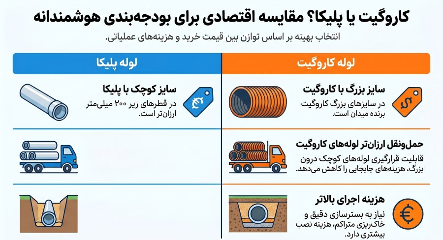 مقایسه لوله کاروگیت و پلیکا از نظر اقتصادی