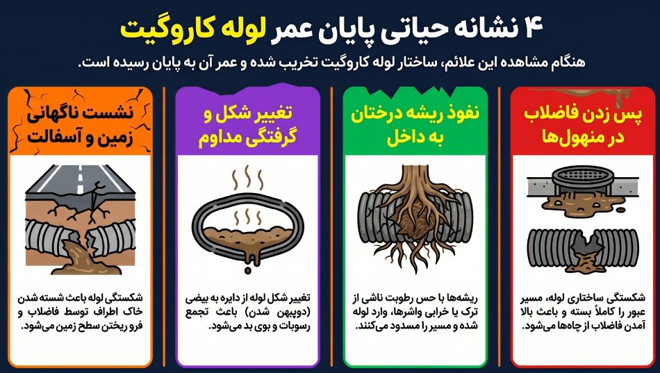 نشانه های پایان عمر لوله کاروگیت