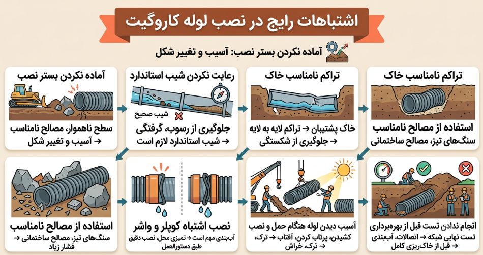 اشتباهات رایج در نصب لوله کاروگیت