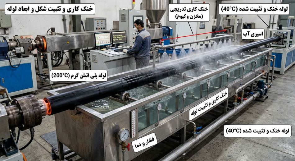 خنک کاری و تثبیت شکل و ابعاد لوله