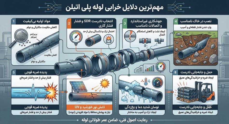 مهم ترین دلایل خرابی لوله پلی اتیلن