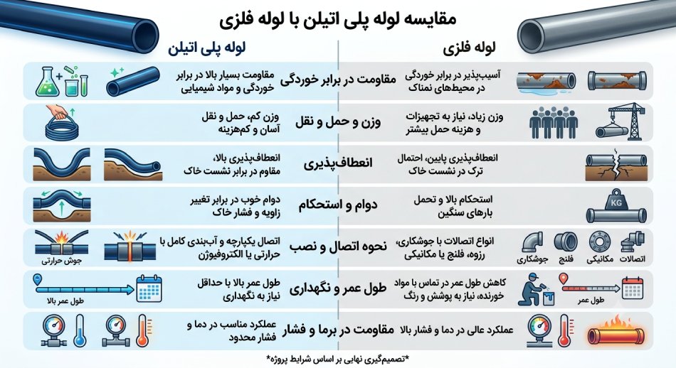 مقایسه لوله پلی اتیلن با لوله فلزی