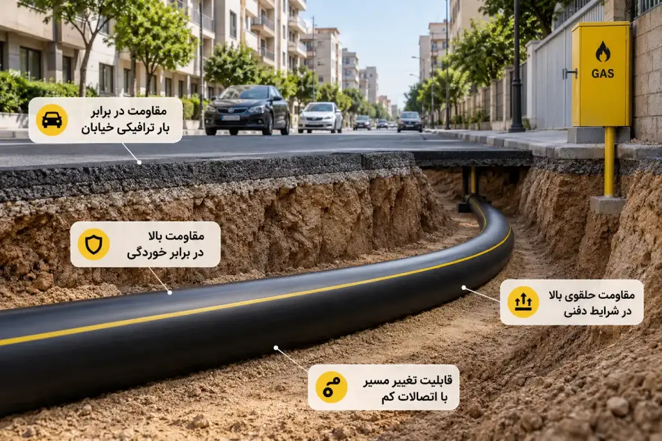 کاربرد لوله پلی اتیلن در شبکه توزیع گاز شهری